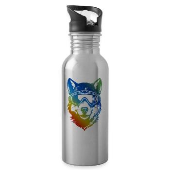 Ski Wolf Bunt - Trinkflasche mit integriertem Trinkhalm - Lightsilver - Rechts