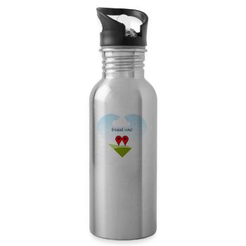 Valentinsgruß - Trinkflasche mit integriertem Trinkhalm - Lightsilver - Rechts