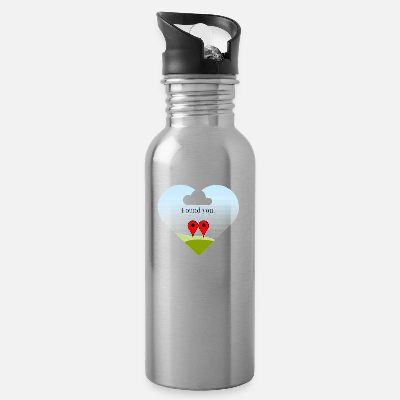 Valentinsgruß - Trinkflasche mit integriertem Trinkhalm - Lightsilver