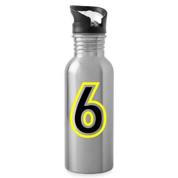 6 Zahl College - Trinkflasche mit integriertem Trinkhalm - Lightsilver - Rechts