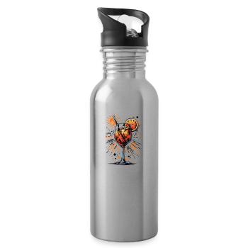 Hallöchen Aperölchen Cocktail Sommerparty Shirt - Trinkflasche mit integriertem Trinkhalm - Lightsilver - Rechts