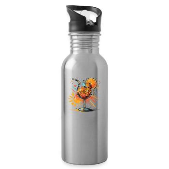 Hallöchen Aperölchen Cocktail Sommerparty Shirt - Trinkflasche mit integriertem Trinkhalm - Lightsilver - Rechts