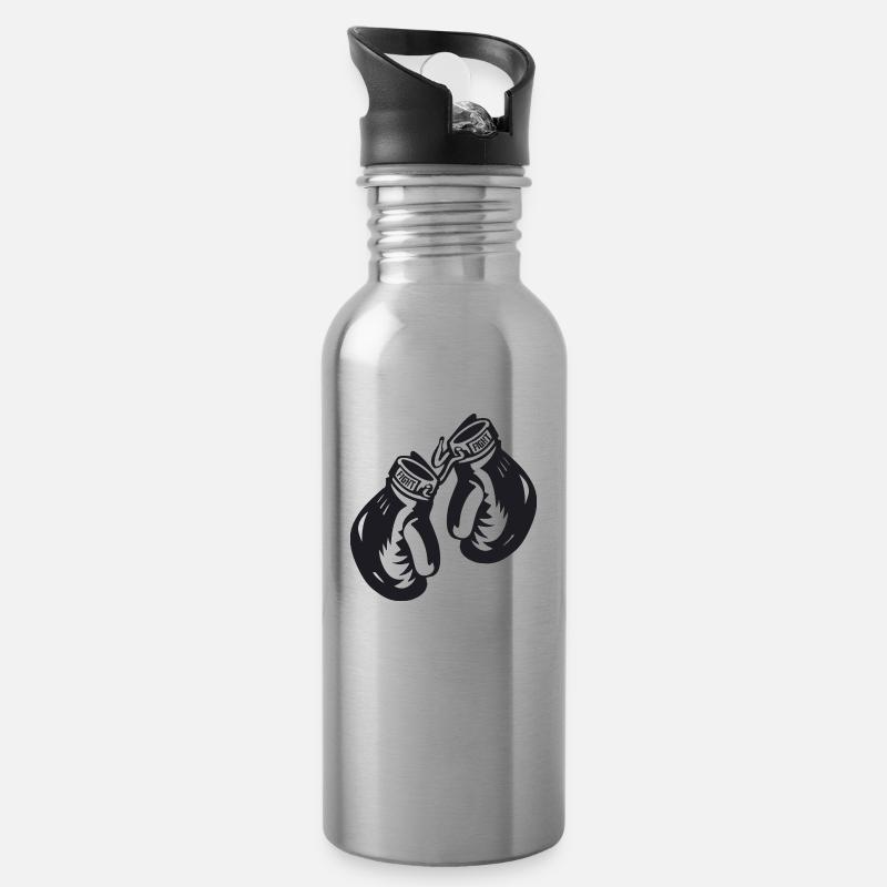 Boxhandschuhe - Trinkflasche mit integriertem Trinkhalm - Lightsilver