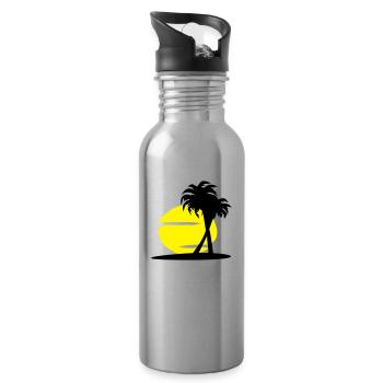 Island Dream - Insel, Sonne, Strand, Palmen und - Trinkflasche mit integriertem Trinkhalm - Lightsilver - Rechts