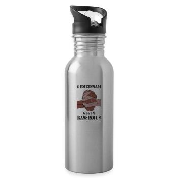 Gemeinsam gegen Rassismus - Trinkflasche mit integriertem Trinkhalm - Lightsilver - Rechts