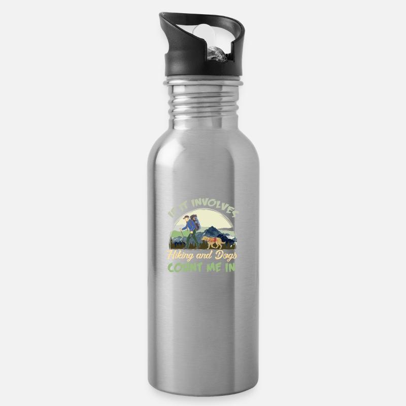 Wanderer Wandern Hunde Berg Wald Geschenk Rucksack - Trinkflasche mit integriertem Trinkhalm - Lightsilver