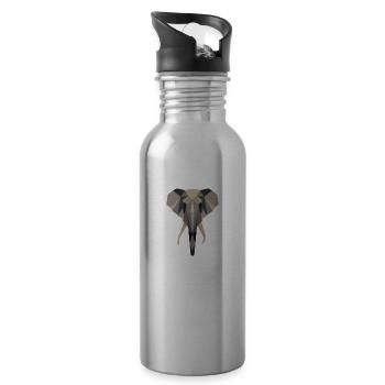 Elefant, Afrika, - Trinkflasche mit integriertem Trinkhalm - Lightsilver - Rechts