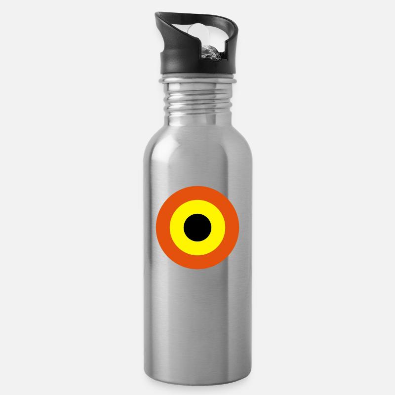 Cocarde rouge jaune noir - Personnalisable - Gourde avec paille intégrée - argent clair