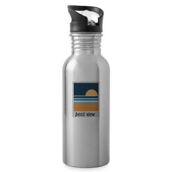 Retro Soforbildkamera Strand Sonnenuntergang - Trinkflasche mit integriertem Trinkhalm - Lightsilver - Rechts