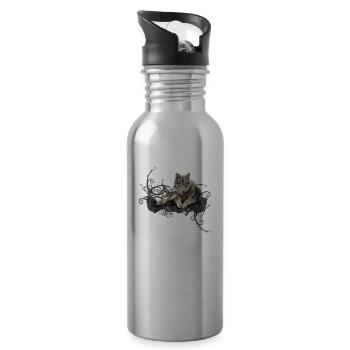 Wolf - Trinkflasche mit integriertem Trinkhalm - Lightsilver - Rechts