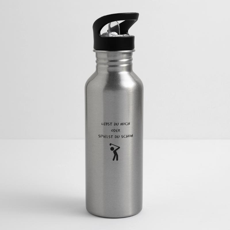 lebst du noch oder spielst du schon golf? Trinkflasche mit integriertem Trinkhalm