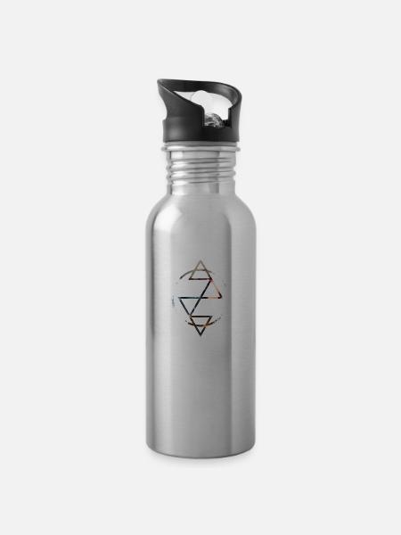 Wind Water Fire Earth - Water bottle with straw - silver
