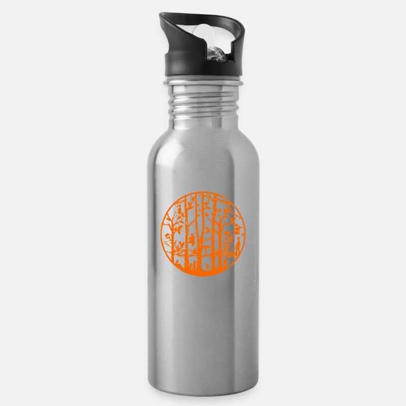 Mandala Schnitt Kunst Herbst - Trinkflasche mit integriertem Trinkhalm - Lightsilver