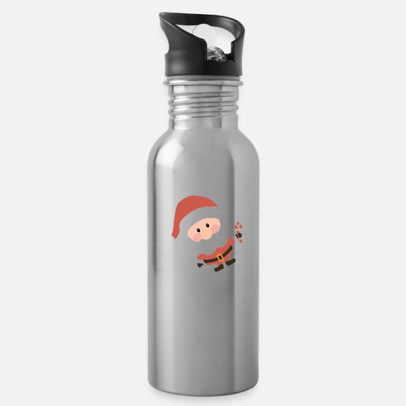 Weihnachtsmann - Trinkflasche mit integriertem Trinkhalm - Lightsilver