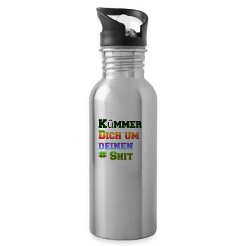 Kümmer dich um Deinen Shit Tropical - Trinkflasche mit integriertem Trinkhalm - Lightsilver - Rechts