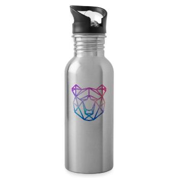 Bear geometric - Water bottle with straw - silver - Right