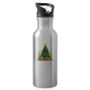 Joyeux Noël cadeaux de Noël - Gourde avec paille intégrée - argent clair - Droite