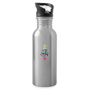 Christmas tree - gift idea for Christmas - Water bottle with straw - silver - Right
