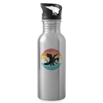 Drache - Trinkflasche mit integriertem Trinkhalm - Lightsilver - Rechts