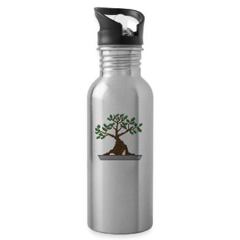 Bonsai Oberteil, perfektes Geschenk - Trinkflasche mit integriertem Trinkhalm - Lightsilver - Rechts