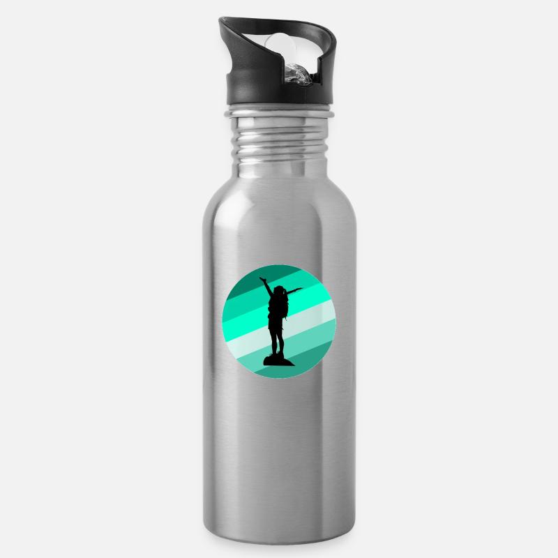 Reise - Trinkflasche mit integriertem Trinkhalm - Lightsilver