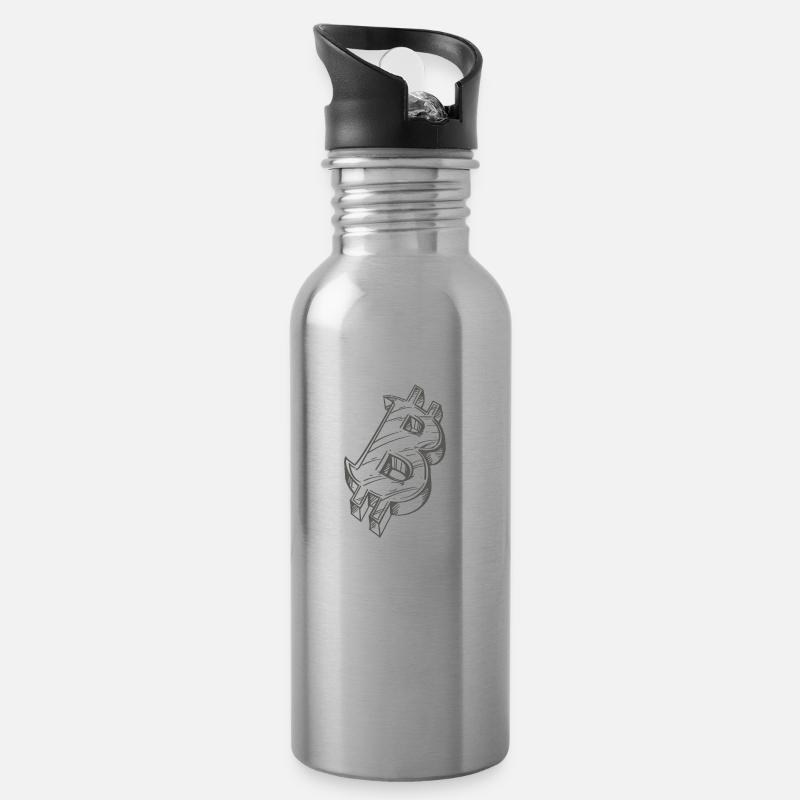 Bitcoin - Trinkflasche mit integriertem Trinkhalm - Lightsilver