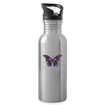 Schmetterling - Trinkflasche mit integriertem Trinkhalm - Lightsilver - Rechts