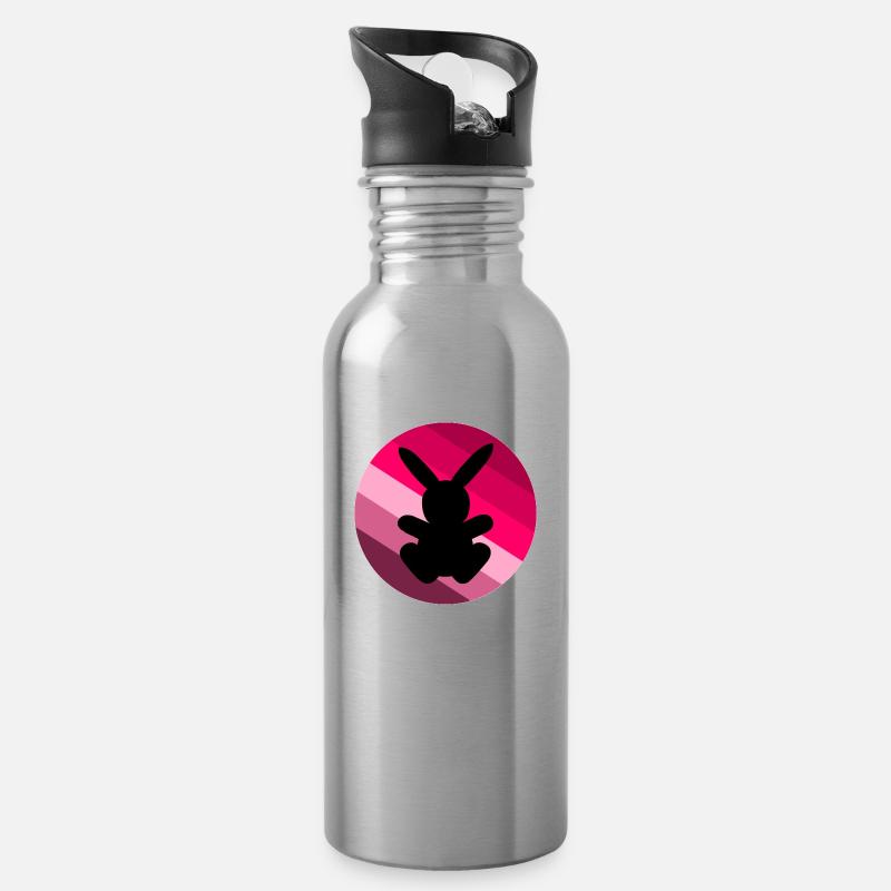 Hase - Trinkflasche mit integriertem Trinkhalm - Lightsilver