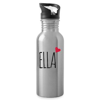 Ella love heart gift - Water bottle with straw - silver - Right