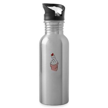 Fingerherz-Liebessymbol kpop - Trinkflasche mit integriertem Trinkhalm - Lightsilver - Rechts