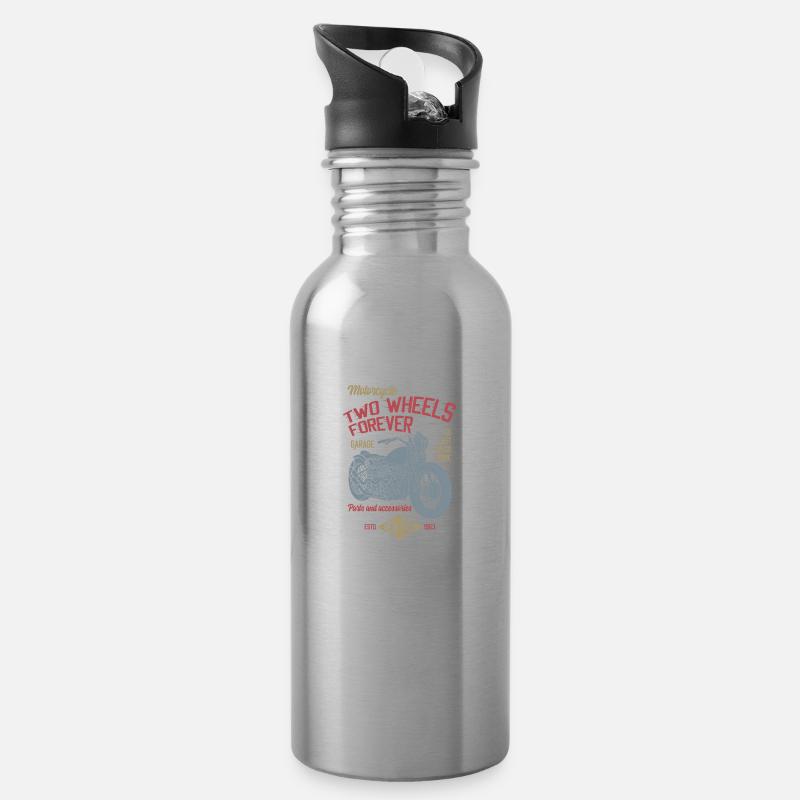 TWO WHEELS - Water bottle with straw - silver