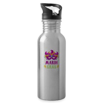 Best Gift Ideas For Mardi Gras - Water bottle with straw - silver - Right