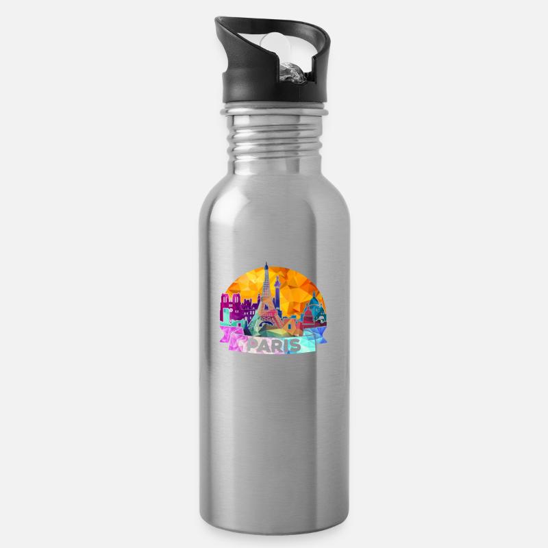 Paris - Trinkflasche mit integriertem Trinkhalm - Lightsilver