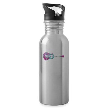 Natur Gitarre - Trinkflasche mit integriertem Trinkhalm - Lightsilver - Rechts