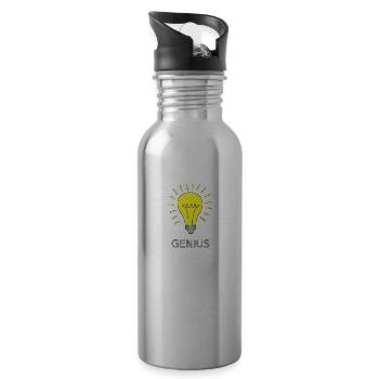 Ampoule Genius - Gourde avec paille intégrée - argent clair - Droite