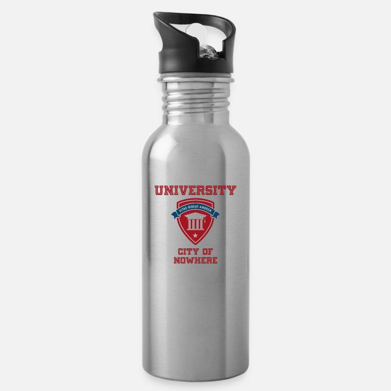 Université de nulle part - Gourde avec paille intégrée - argent clair