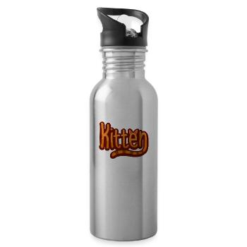 Kitten graphic design for cat lovers - Water bottle with straw - silver - Right