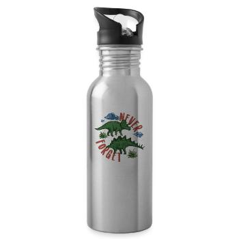 Never Forget! - Trinkflasche mit integriertem Trinkhalm - Lightsilver - Rechts