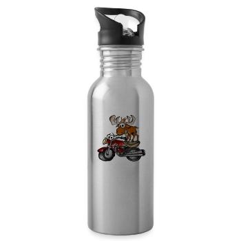 Moose on Bike - Trinkflasche mit integriertem Trinkhalm - Lightsilver - Rechts