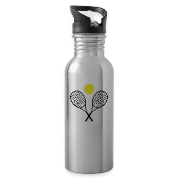 Tennis, tennis racket and tennis ball (cheap!) - Water bottle with straw - silver - Right
