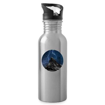 Thunderstorm over the Matterhorn - Water bottle with straw - silver - Right