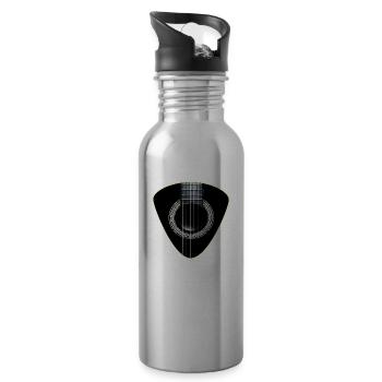 Guitar pick 6 strings Acoustic guitar graphic - Water bottle with straw - silver - Right