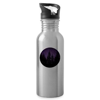 Dark forest with purple background - Water bottle with straw - silver - Right