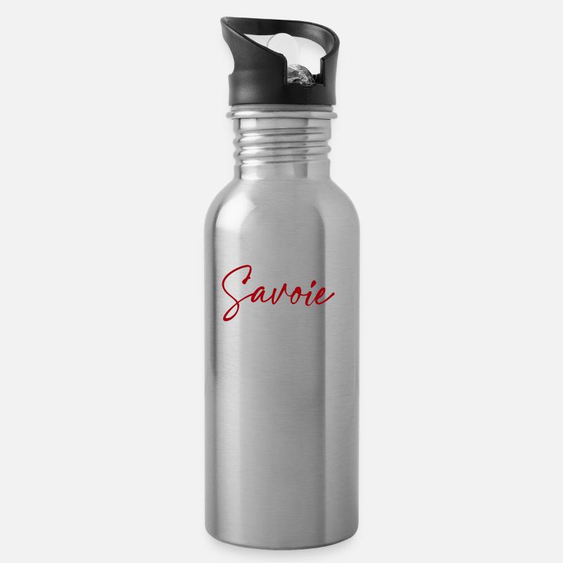 Savoie typography - Water bottle with straw - silver