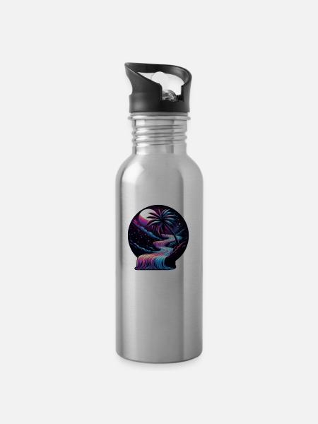 Galaxa Palm - Water bottle with straw - silver