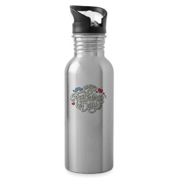 Fathers day - Gourde avec paille intégrée - argent clair - Droite