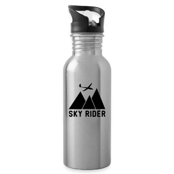 sky rider Segelflug Geschenk - Trinkflasche mit integriertem Trinkhalm - Lightsilver - Rechts