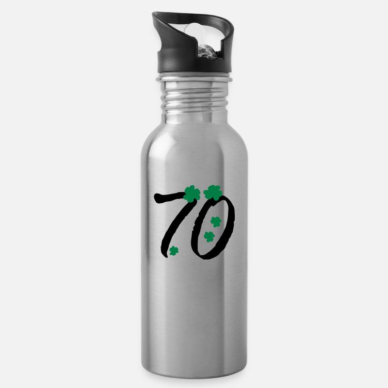 Kleeblatt-Nummer 70 - Trinkflasche mit integriertem Trinkhalm - Lightsilver