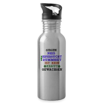 Kein kraut gewachsen - Trinkflasche mit integriertem Trinkhalm - Lightsilver - Rechts