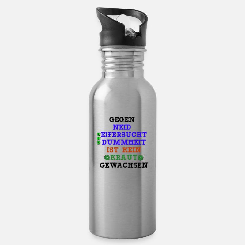 No herb grown - Water bottle with straw - silver